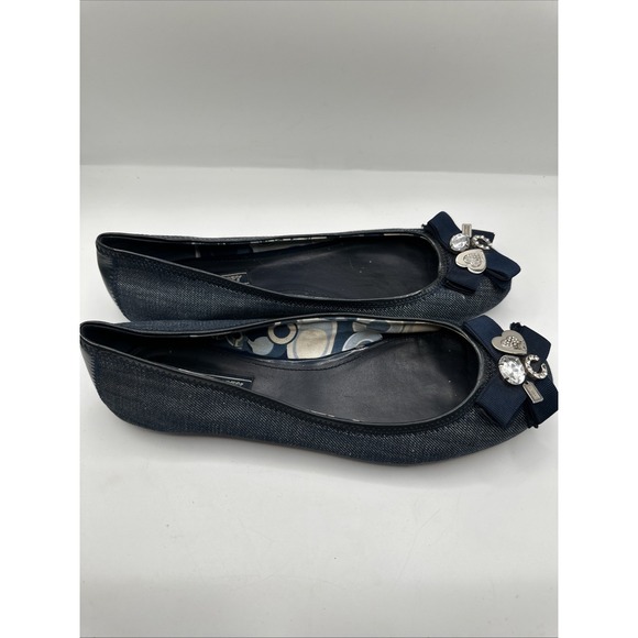 Coach Poppy Caper Denim Jean Y2K Charm Embellished Ballet Flat Sz 11 - Picture 5 of 9